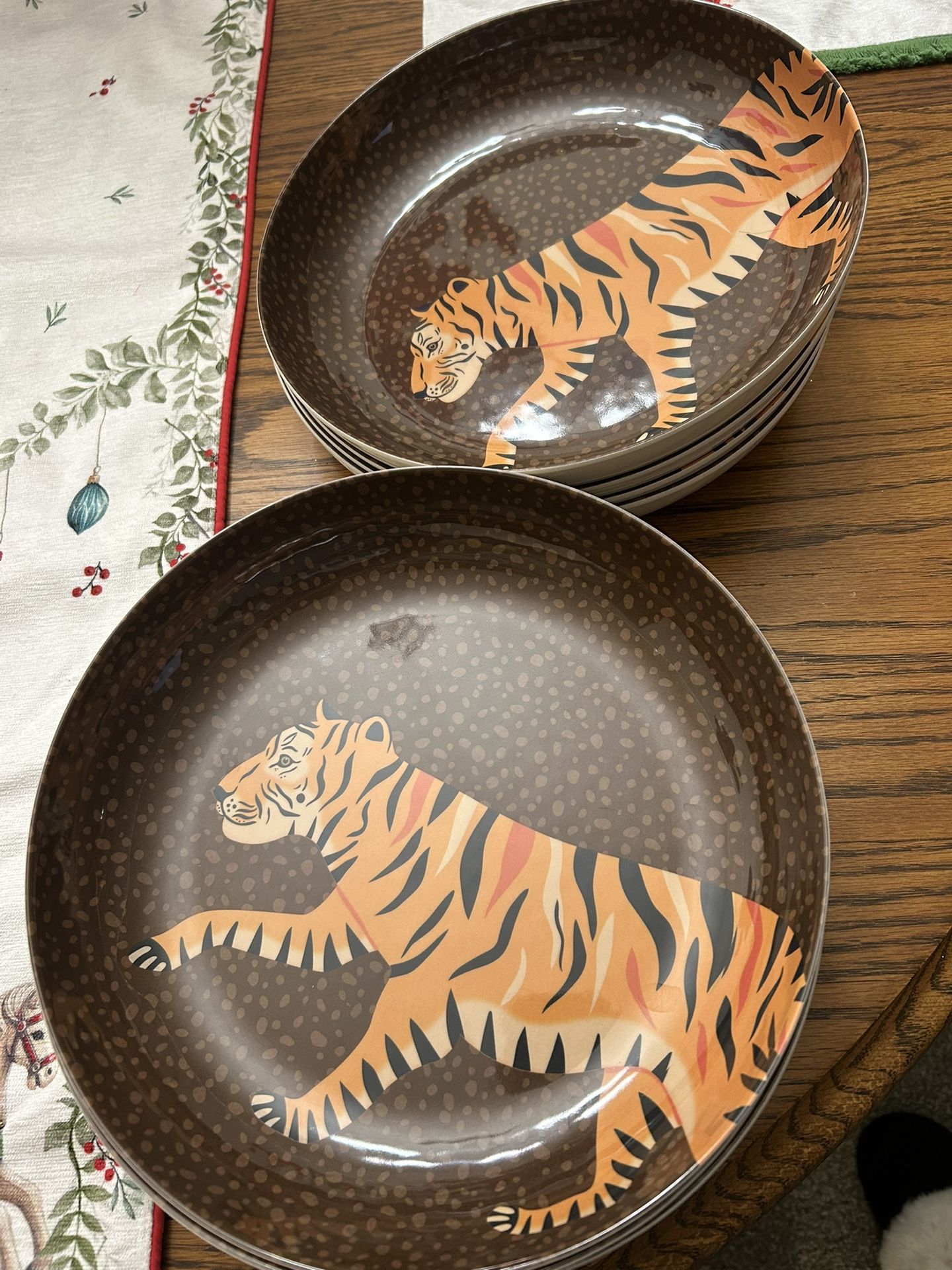 Set Of 8 New Leopard Melamine Bowls