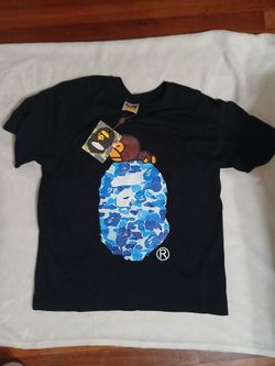 BAPE Milo on Big Head T-Shirt Black Blue Camo