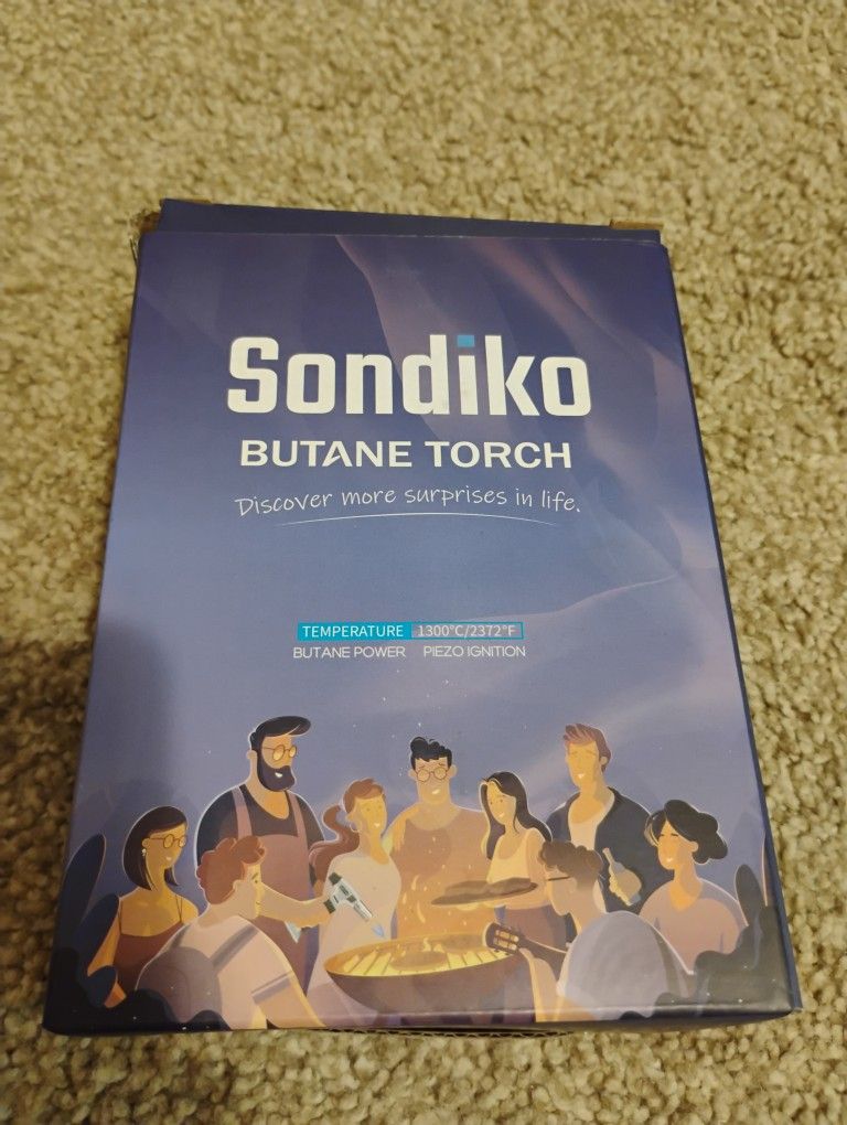 Brand New: Sondiko Butane Torch With Fuel Gauge S907, Adjustable Flame