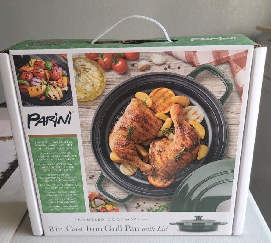 8 in. Cast Iron Grill Pan with Lid