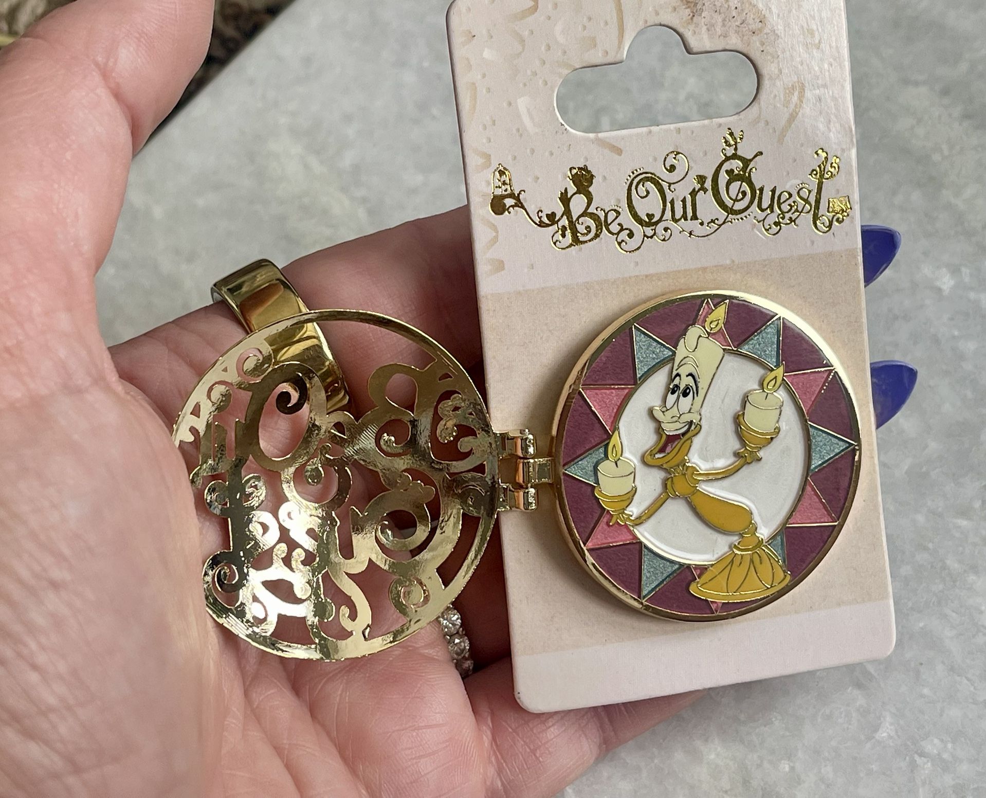 Disney Store 2018 Cast Member EXCLUSIVE Be Our Guest Lumiere Hinge Pin Rare