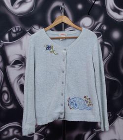 Womens Vintage 90s Winnie The Pooh Eeyore Cardigan Sweater Jacket Coat Size Large 