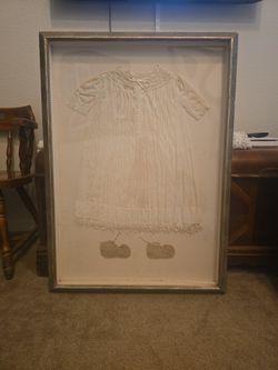 Antique 1917 Christening Gown, Framed - Natomas