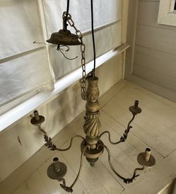 Gray Hanging Light Fixture With Leaf Details 