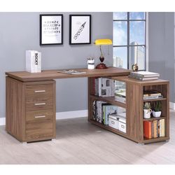 Brand New Elm Finished Reversible Desk