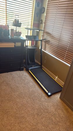 Black Folding Treadmill with Handlebars