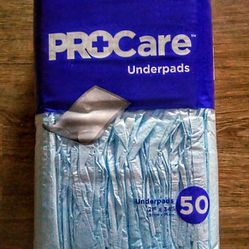 2 New Bags Of ProCare Underpads (Wee Wee Pads For Dogs).    50ct/Bag.    21"X34" Per Underpad 