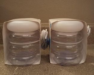 New- Set Of 2 LED Bulb Portable Cordless Storage Novelty Table Lamp With Rechargeable Battery With A On & Off Push Button 