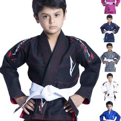 Vector Sports Brazilian BJJ Gi Jiu Jitsu Gi for Child Kids Gi Uniform Durable Pant & Jacket 100% Cotton with Free Belt