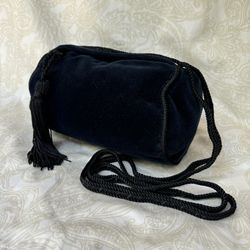 Velvet Navy Barrel Evening Handbag 