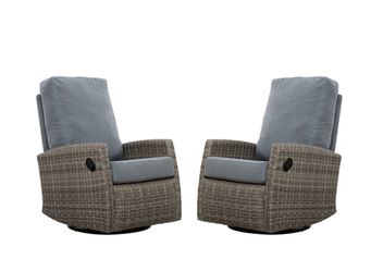 Patio Lounge Chair Pair of Keywest Wicker Outdoor Swivel Glider Recliner , swivel 360 degrees, and glide front to back ,Patio Lounge Chair , Carolina 