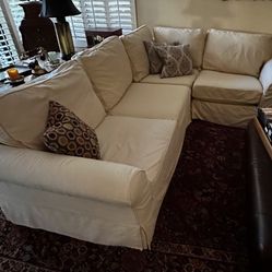 Pottery Barn Slip Covered 3 Piece Sectional