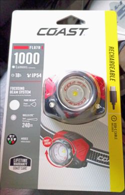 COAST FL87R 1000-Lumen Rechargeable LED Headlamp – Twist Focus, IP54 Weatherproof (New in Package)