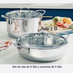 Princess House.  Set De Olla De 6 Qts Y Cacerola De 5 Qts Heritage Signature Nuevas En Su Caja 