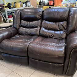 Leather Brown Loveseat Recliner