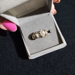 Antique Ring  Diamonds 14 K White Gold 