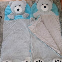 2 Soft Zip Up Sleeping Bags
