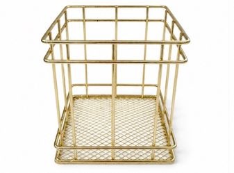 Gold Metal Desk Organizer / Pen Holder Basket