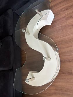 S-Shaped Glass Top Coffee Table