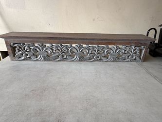 Distressed Gray Finish Floating Shelf