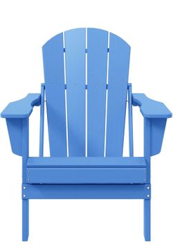 HDPE Outdoor Patio Folding Poly Adirondack Chair, Pacific Blue brand new in box $79 C107