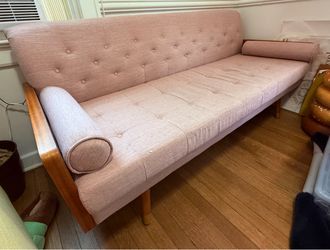 Blush Pink Mid-Century Modern Sofa in Great Condition