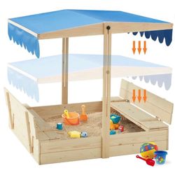 Wooden Sandbox With Canopy