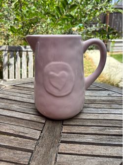 Pink Ceramic Pitcher with Heart