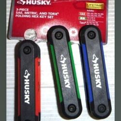 Husky SAE/Metric Folding Hex Key Set With Bonus Torx Set (3-Piece)