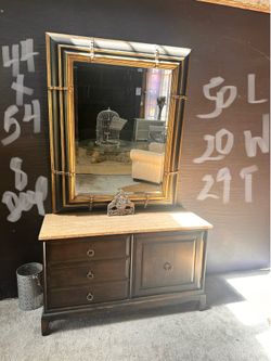 Wood credenza with marble top