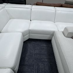 Reclining sectional /leather white sectional/same day delivery / no credit needed