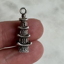 Sterling silver Chinese pagoda charm