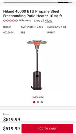 Hiland Propane Steel Freestanding  Patio Heater 10 sq ft