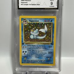 Pokemon 1st Edition Vaporeon Holo Jungle #12 GMA 9 - PSA Crossover