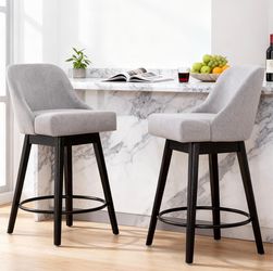 Set of 2 Fabric Gray Counter Height Barstools