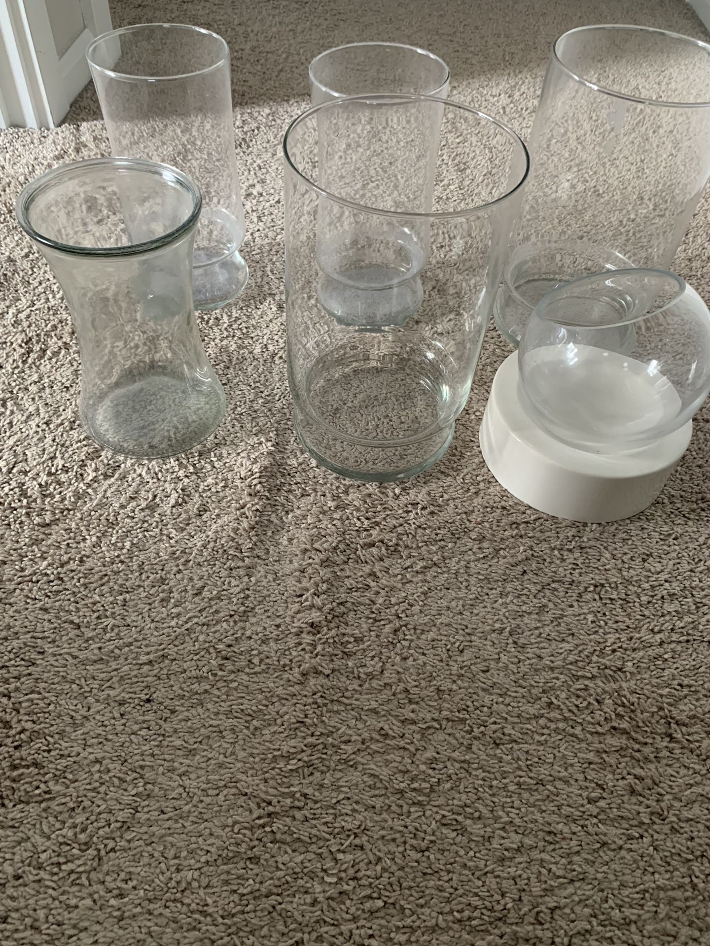 Assortment of 6 glass vases