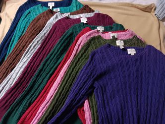 St John' Bay Women Cable Knit Crewneck Sweaters