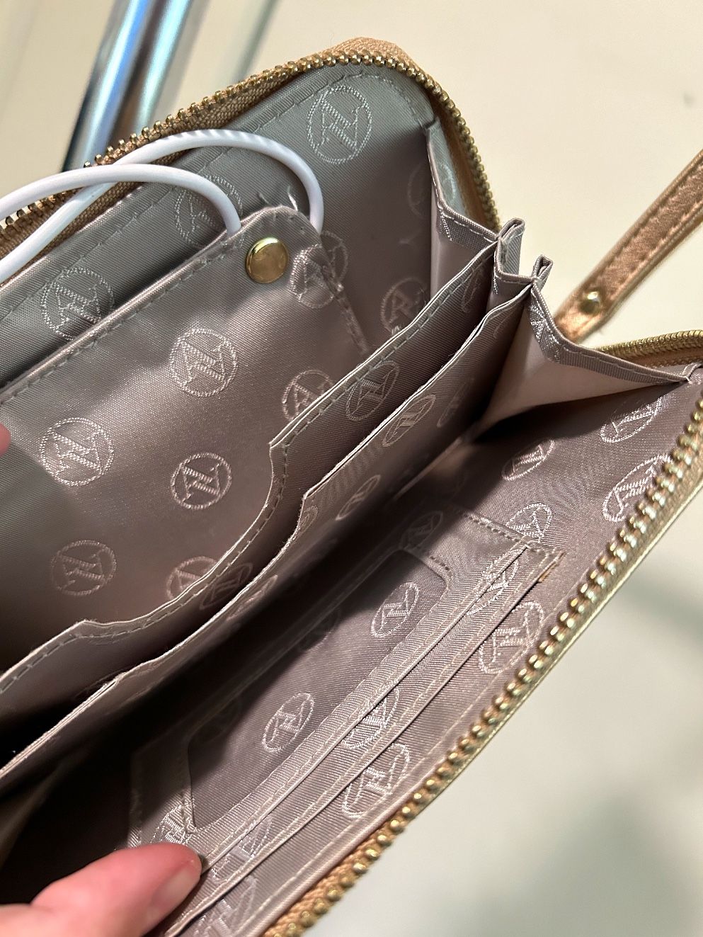 Adrienne Vittadini Rose Gold Charging Wristlet Wallet