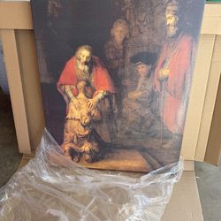 The Return of the Prodigal Son by Rembrandt, Christian canvas.