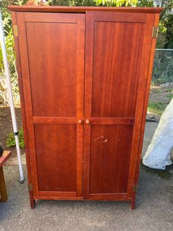 Cherry Wood Double Door Armoire