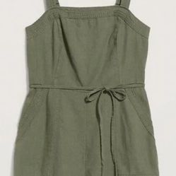 NWT Old Navy Sleeveless Linen-Blend Utility Romper, XS petite 