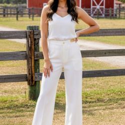 VTG 1980s Ivory Levi's Dacron Polyester USA Women S/10S High Rise Wide Leg Pants