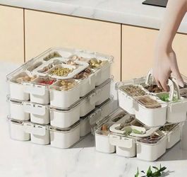 3 sets : [Snackle Box,/Divided Serving Tray]Divided Serving Tray With Lid And Handle, 8 - Compartment Snack Box, Detachable Divided Food Storage Conta