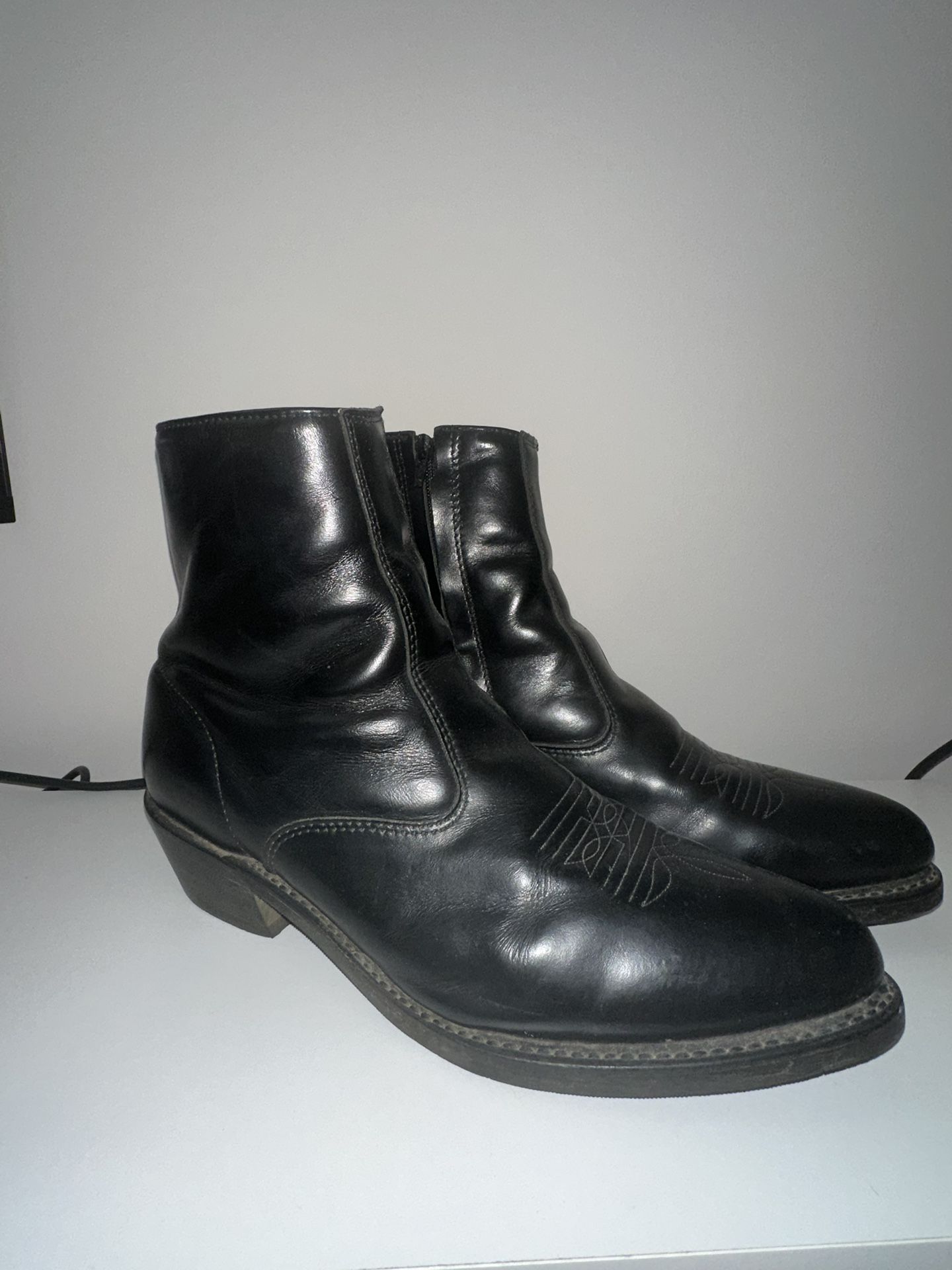Vintage Laredo Ankle Boots Mens 11.5 EW Black Leather Zip Cowboy Western Outdoor