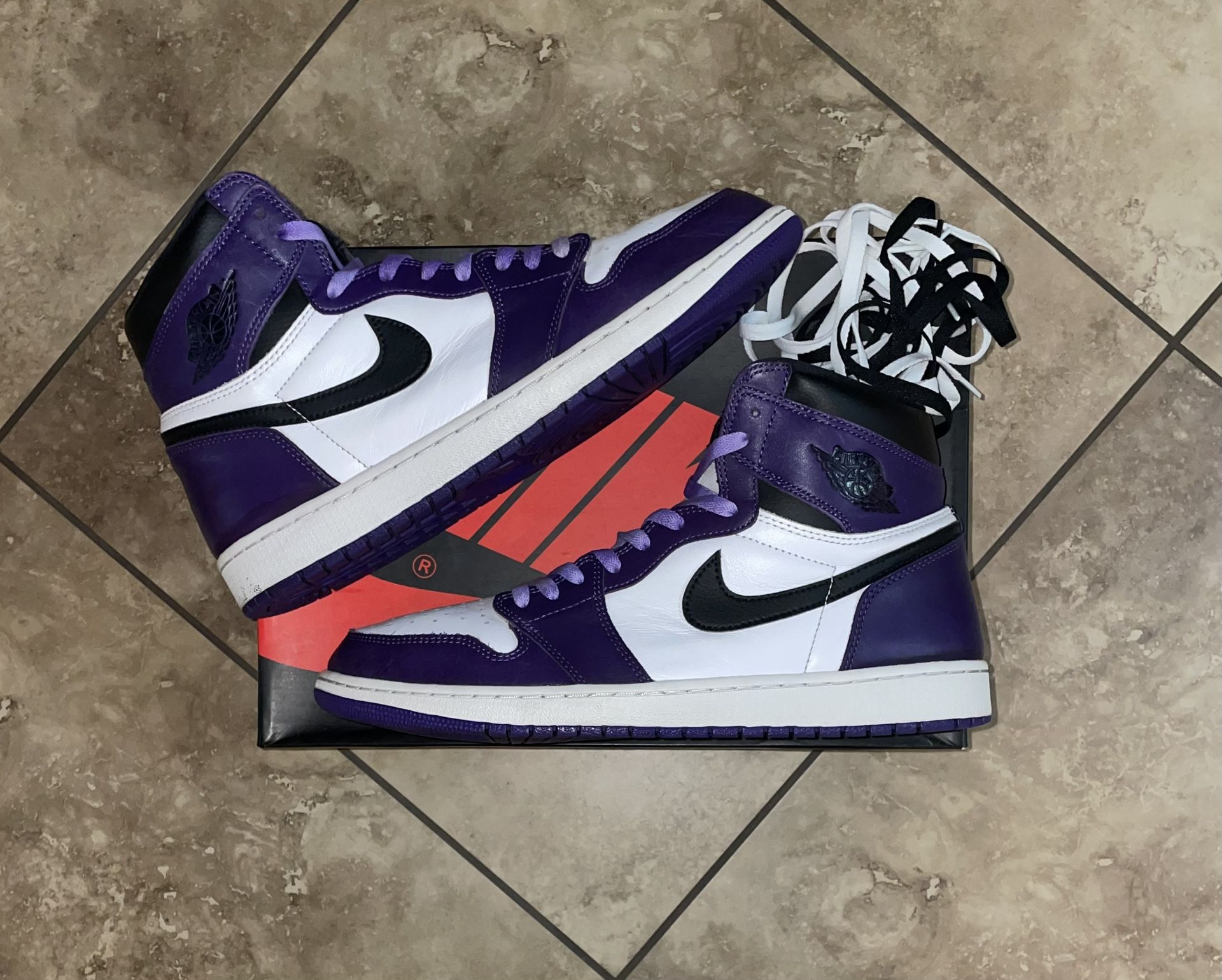 Jordan 1 Retro High Court Purple White Size 13