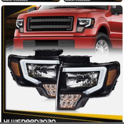 Headlights Black Housing With Drl Lights 