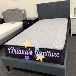 Twin Size Bed Frame With Pillow Top Mattress Included 