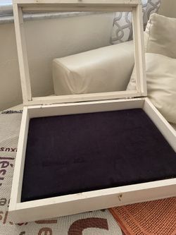 White Antique Large Jewelry Box, Wood And Glass