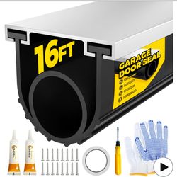 Garage Door Seal, Easy to Install, Durable U+O Ring, Black16FT