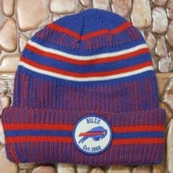 Buffalo Bills New Era Vintage "2019 SIDELINE" Cuffed Knit Beanie (Pom Removed) VERY GENTLY USED!😇 EXCELLENT CONDITION!👀🤯 Please Read Description